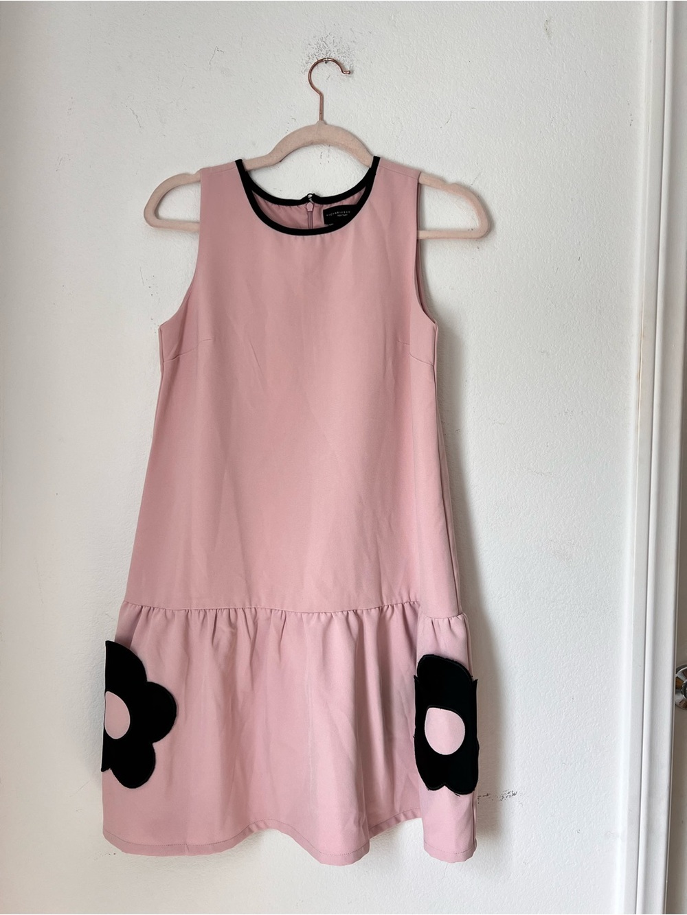 Victoria Beckham x Target Blush Pink Sleeveless Mini Dress Floral Appliqué XL